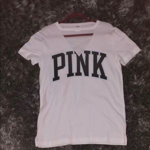 XS Pink choker Deep V T-shirt